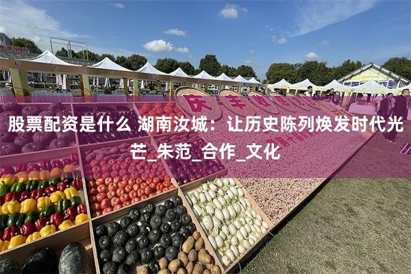 股票配资是什么 湖南汝城：让历史陈列焕发时代光芒_朱范_合作_文化