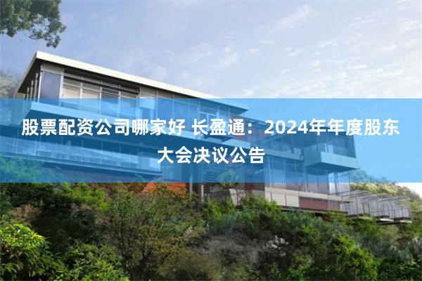 股票配资公司哪家好 长盈通：2024年年度股东大会决议公告