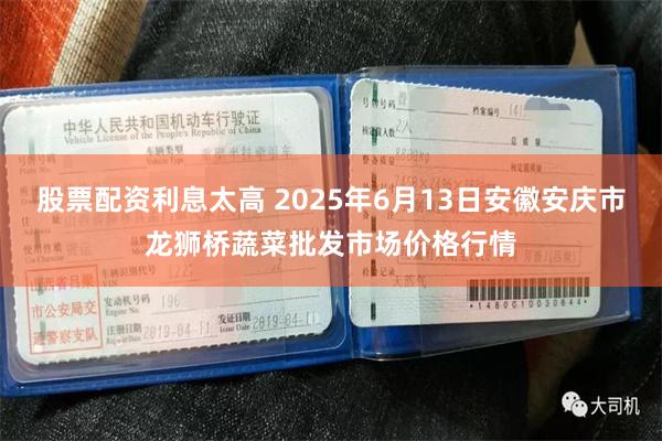 股票配资利息太高 2025年6月13日安徽安庆市龙狮桥蔬菜批发市场价格行情