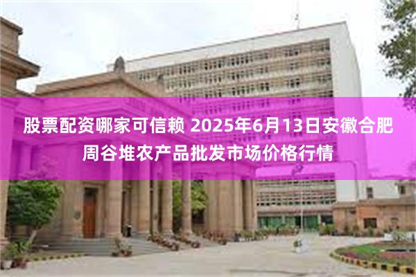 股票配资哪家可信赖 2025年6月13日安徽合肥周谷堆农产品批发市场价格行情